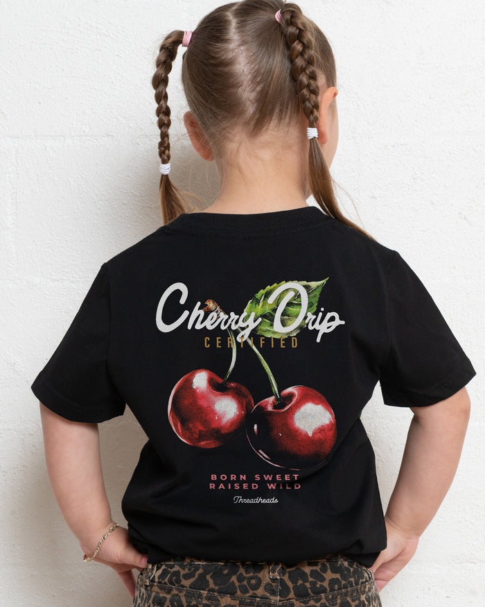 Cherry Drip Black Kids T-Shirt