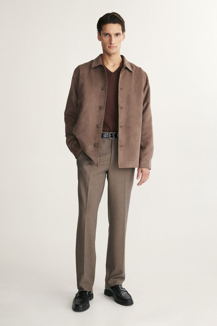 Comfort fit faux suede overshirt