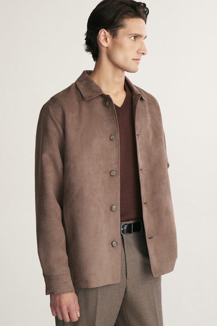 Comfort fit faux suede overshirt