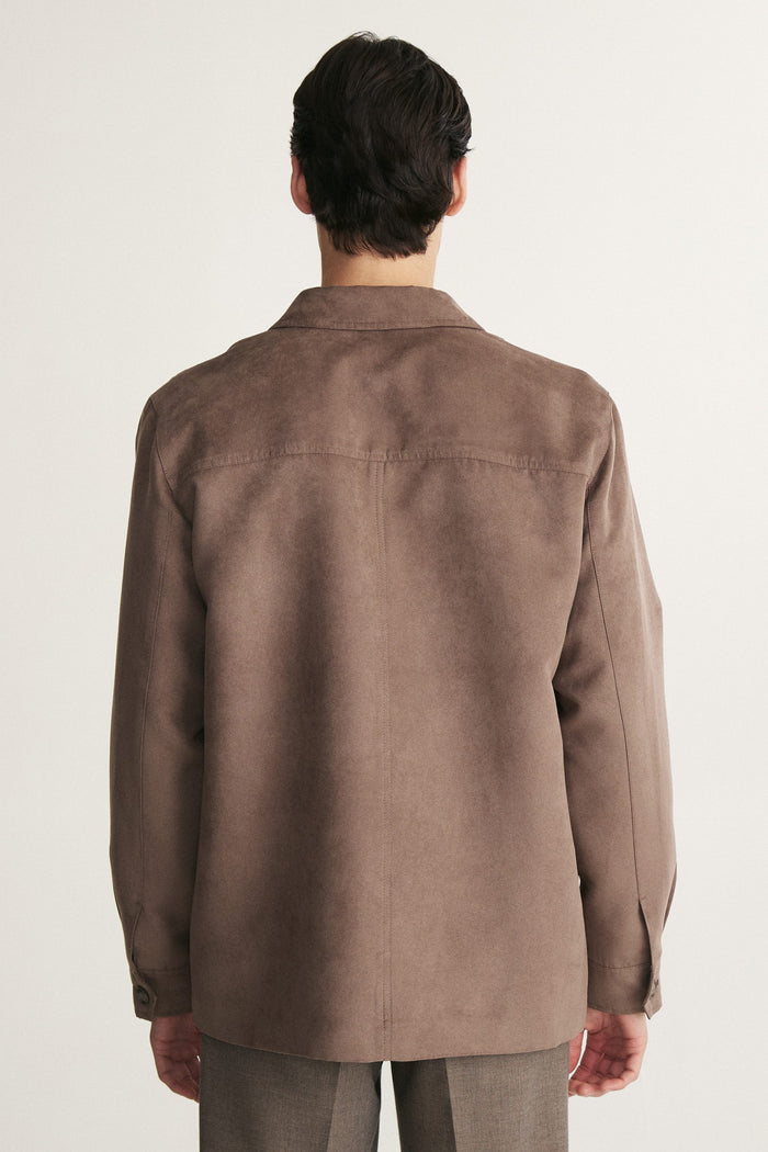 Comfort fit faux suede overshirt