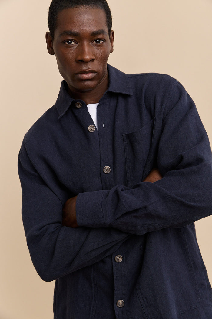 Comfort fit linen overshirt