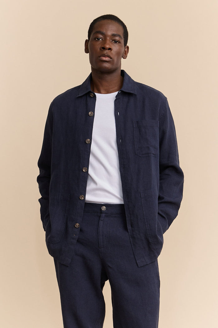 Comfort fit linen overshirt
