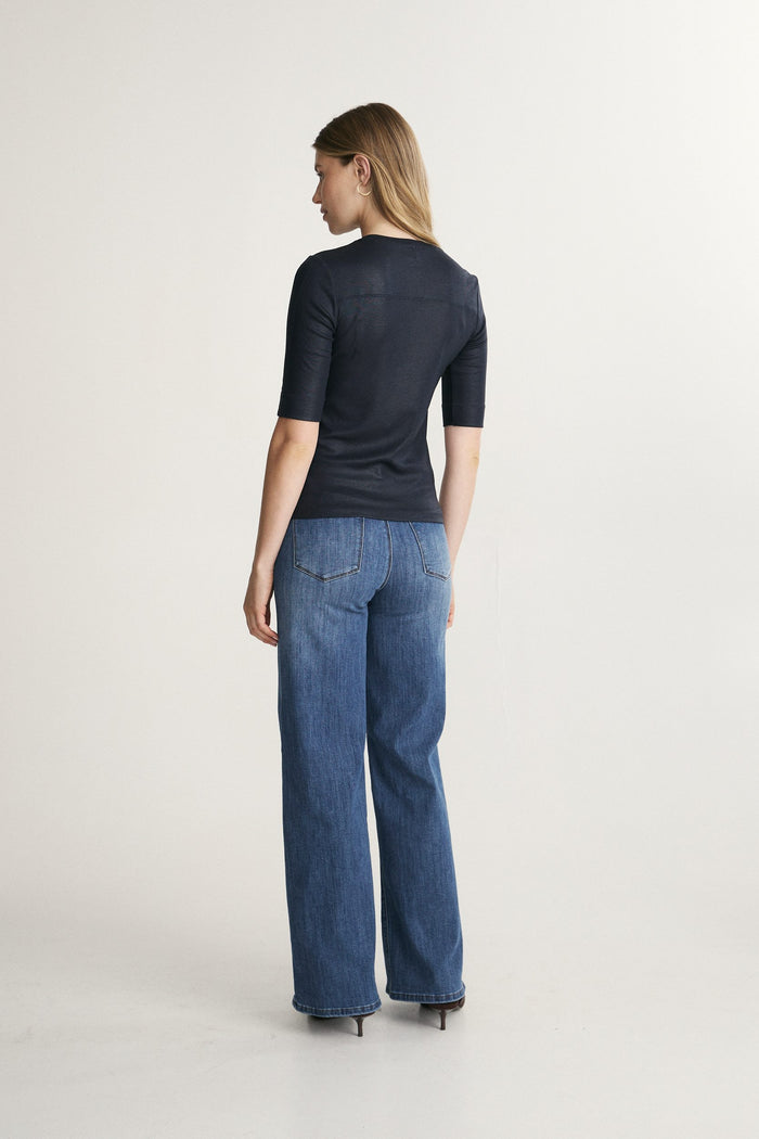 Crew neck ribbed top