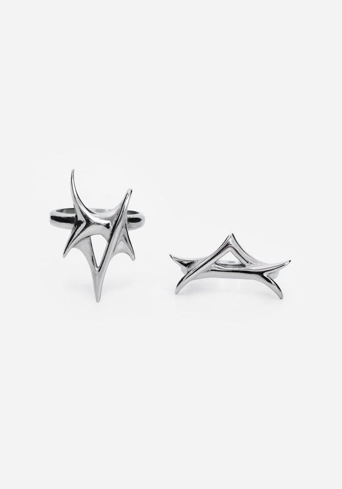 Crixel Spike Stainless Steel Rings Set of 2