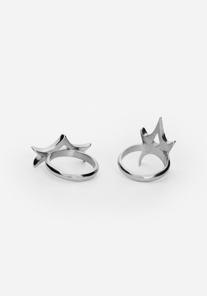 Crixel Spike Stainless Steel Rings Set of 2