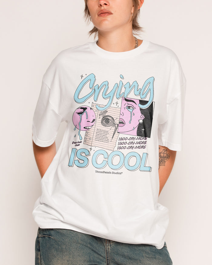 Crying is Cool White T-Shirt