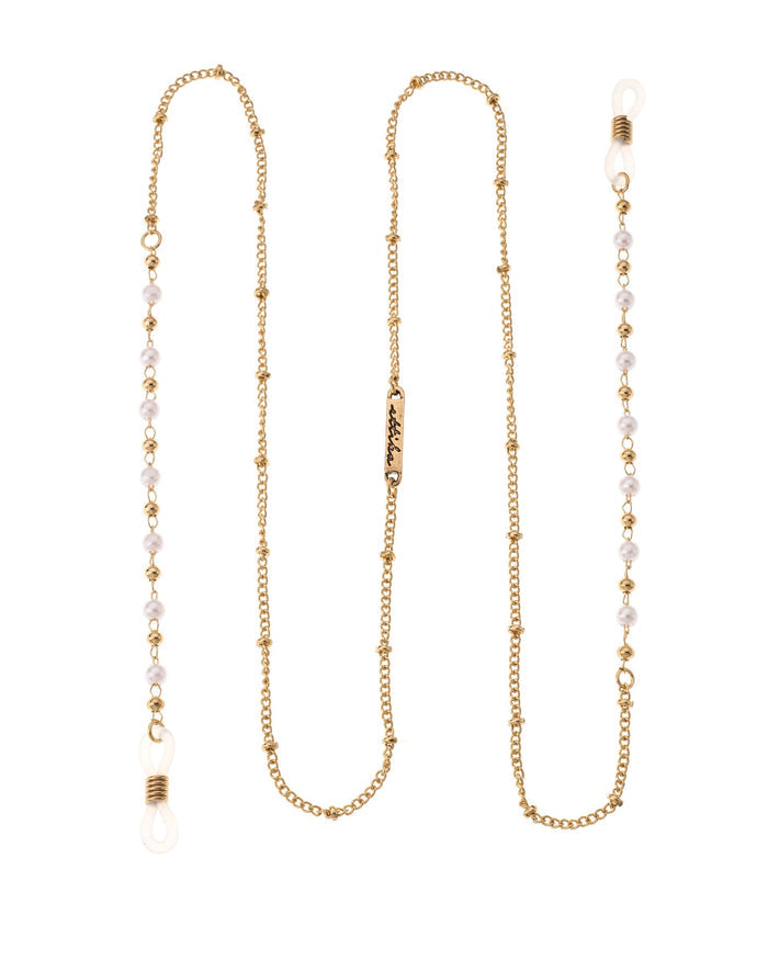 Dainty Pearl and Gold Eyeglass Chain