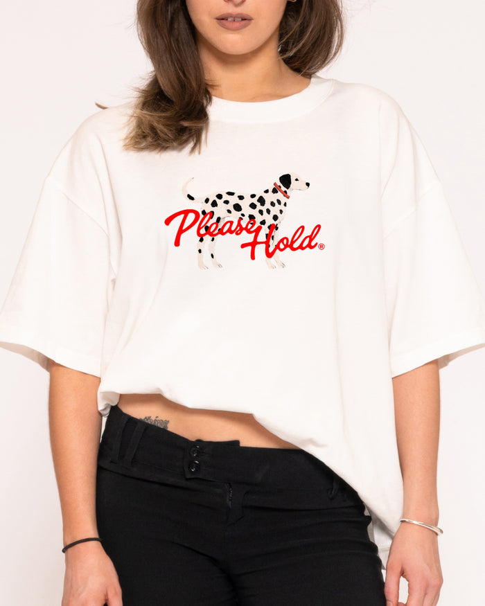 Dalmatian White Boxy Crop Tee