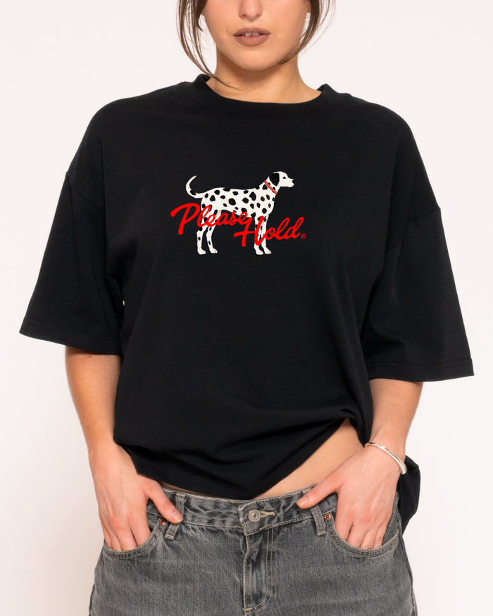 Dalmatian Black Boxy Crop Tee