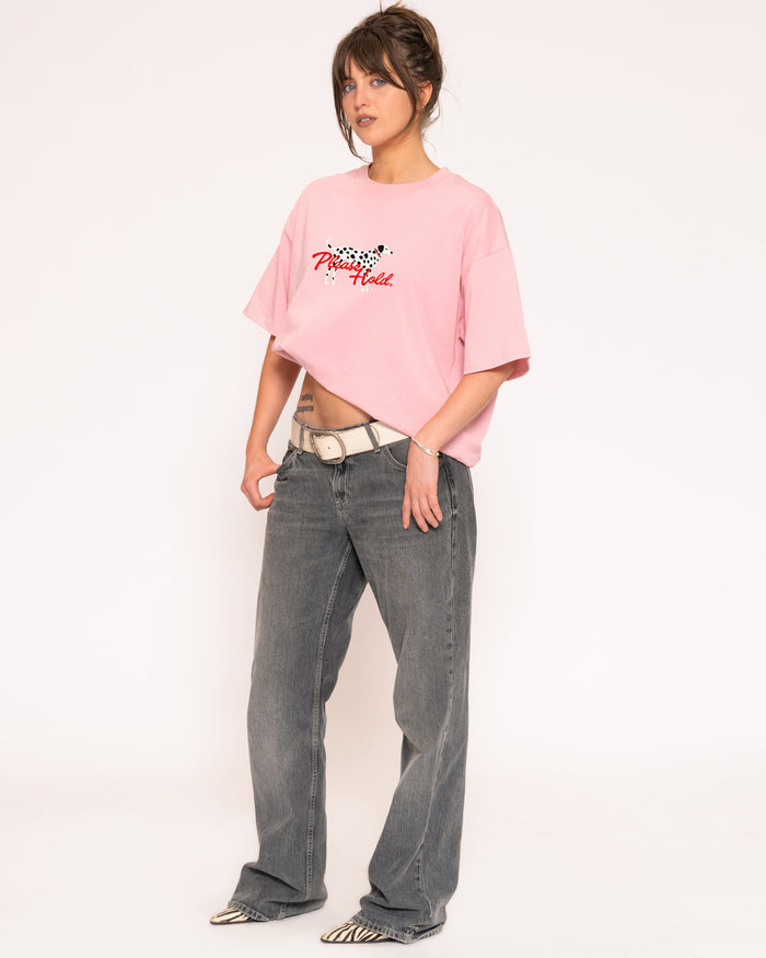 Dalmatian Pink Boxy Crop Tee