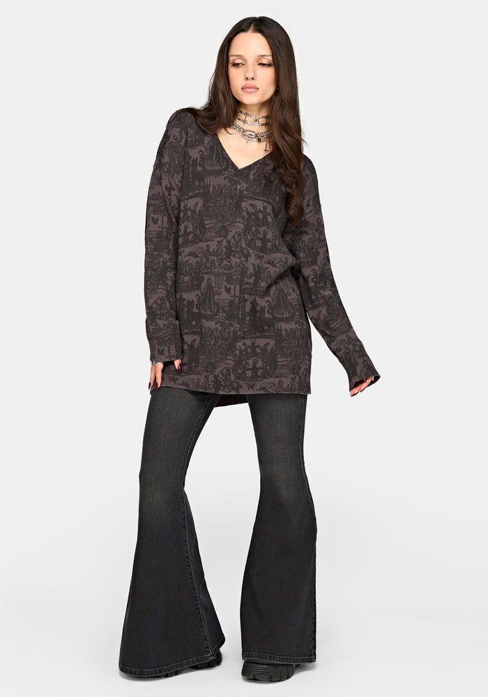 Diabolical V Neck Knit Sweater