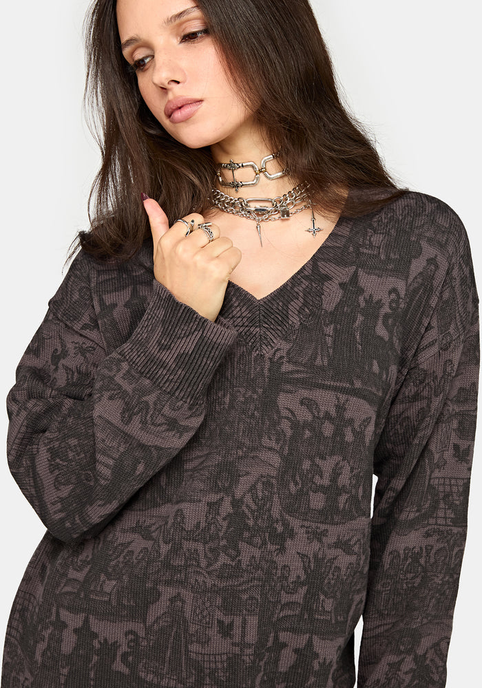 Diabolical V Neck Knit Sweater