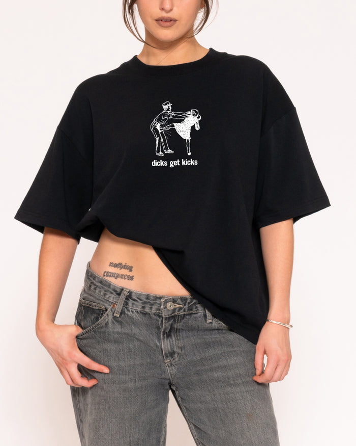 Dicks Get Kicks Black Boxy Crop Tee