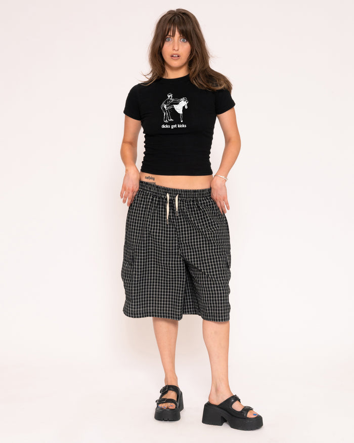 Dicks Get Kicks Black Longline Baby Tee