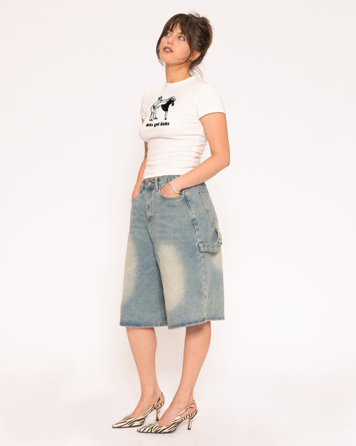 Dicks Get Kicks White Longline Baby Tee