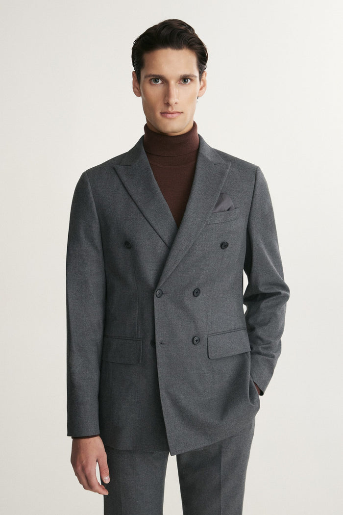 Double breast flanel fitted blazer