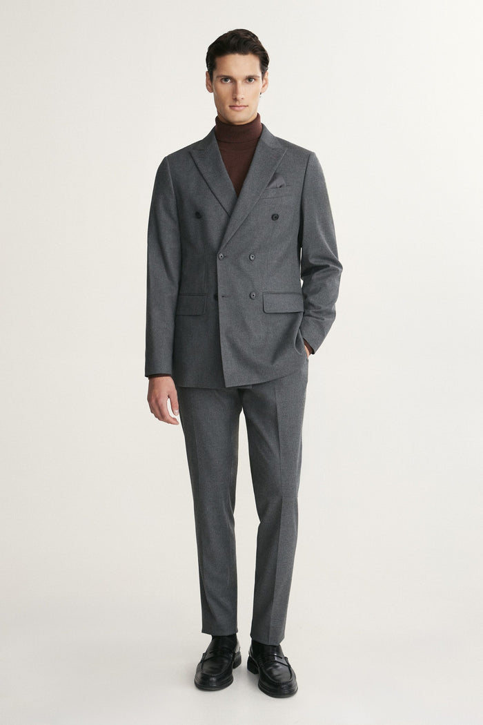 Double breast flanel fitted blazer
