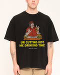 Drinking Time Black Oversized Tee