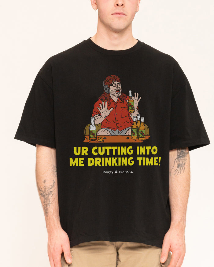 Drinking Time Black Oversized Tee