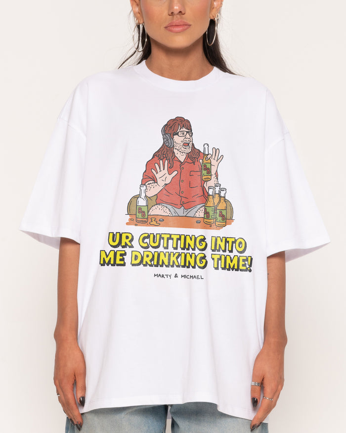 Drinking Time White Oversized Tee