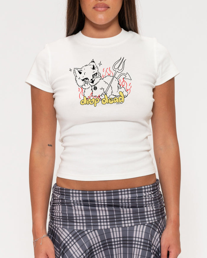 Drop Dead White Longline Baby Tee
