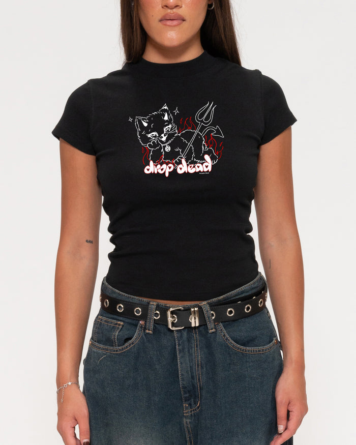 Drop Dead Black Longline Baby Tee