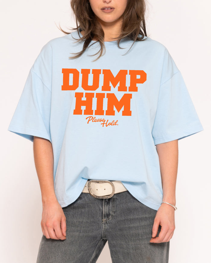 Dump Him Blue Boxy Crop Tee