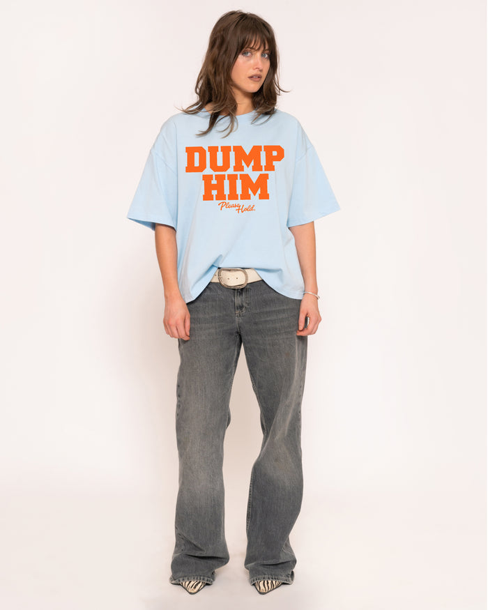 Dump Him Blue Boxy Crop Tee