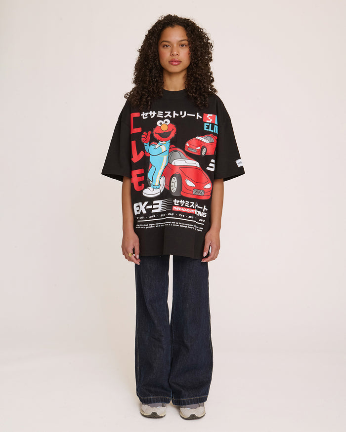 Elmo Tokyo Drift Black Oversized Tee