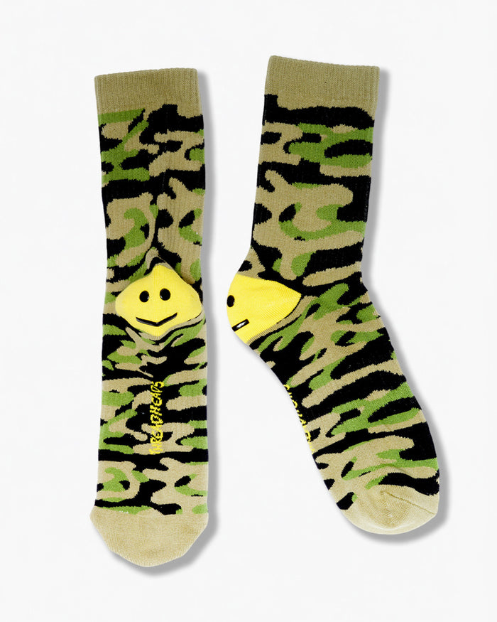 Emotionless Smiley Camo Socks