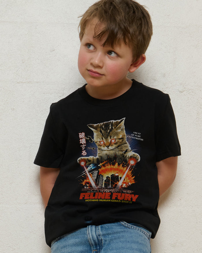 Feline Fury Black Kids T-Shirt