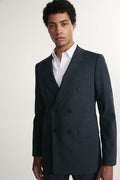 Fitted double breast check blazer