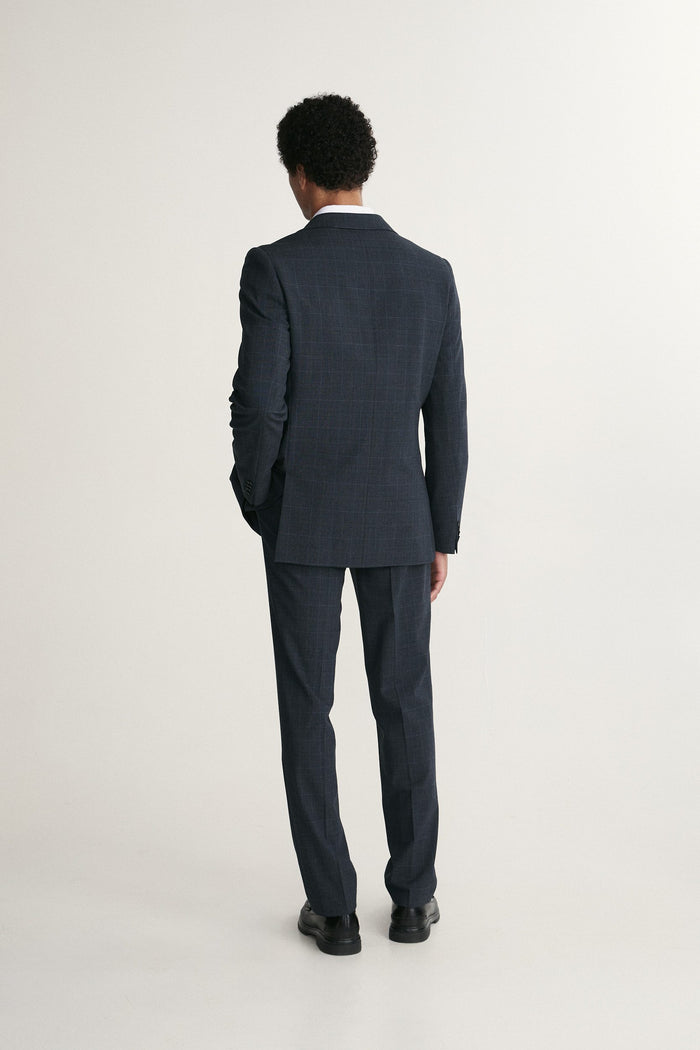 Fitted double breast check blazer