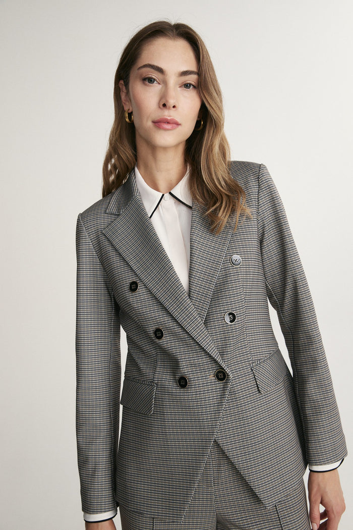 Fitted Long Jacquard Blazer