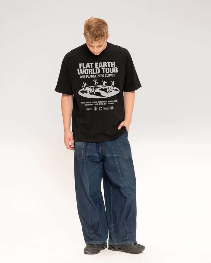 Flat Earth World Tour Black Oversized Tee