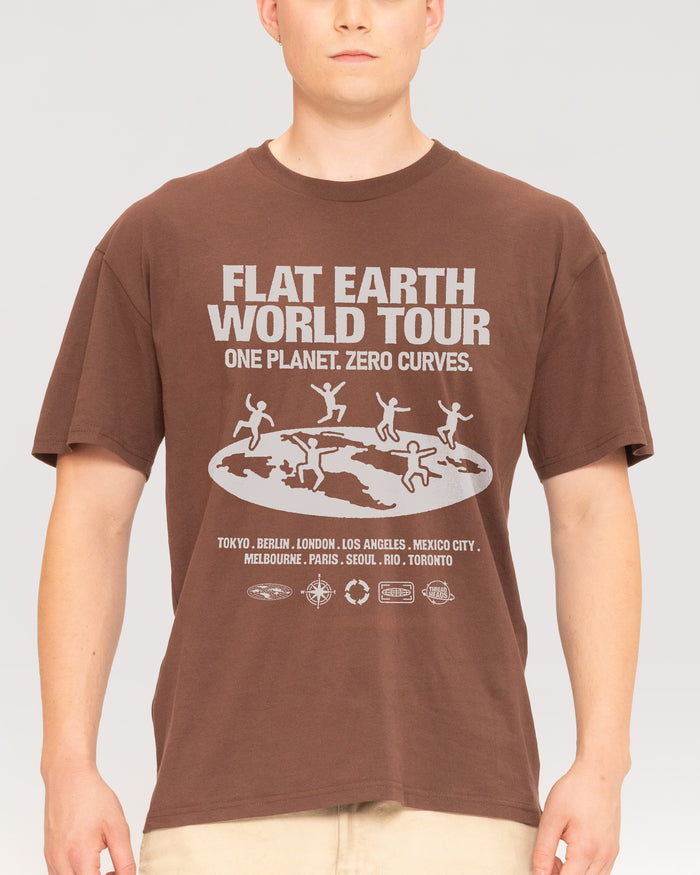 Flat Earth World Tour Brown T-Shirt