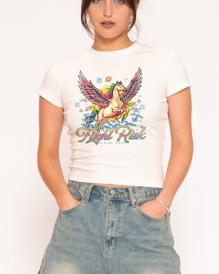 Flight Risk White Longline Baby Tee