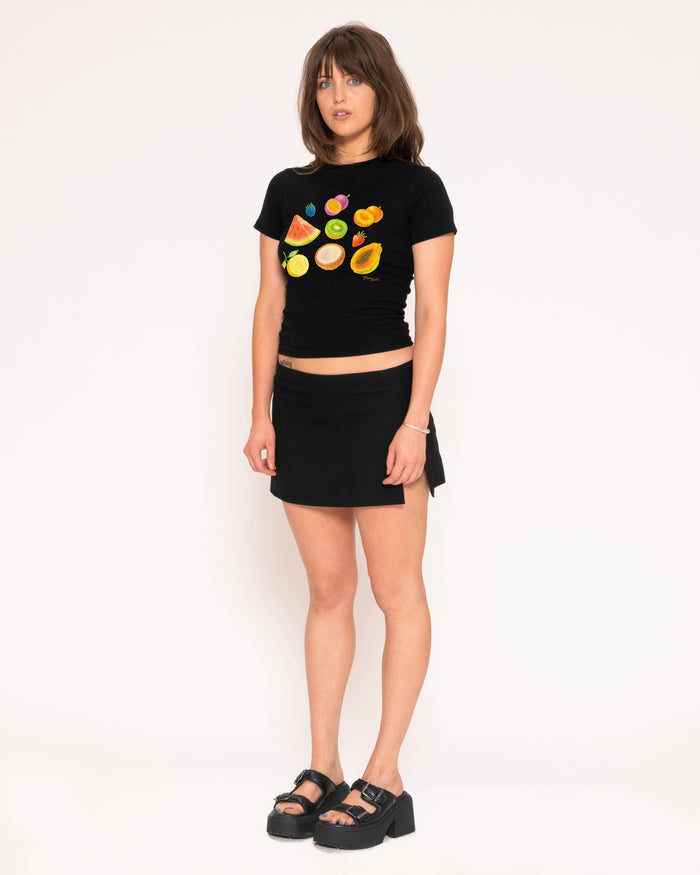 Fruit Platter Black Longline Baby Tee