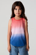 Front view of a girl wearing the Chaser Fruit Popsicle Tank on a neutral background