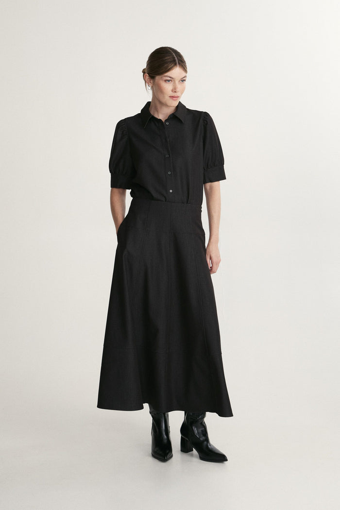 Full midi skirt with yoke