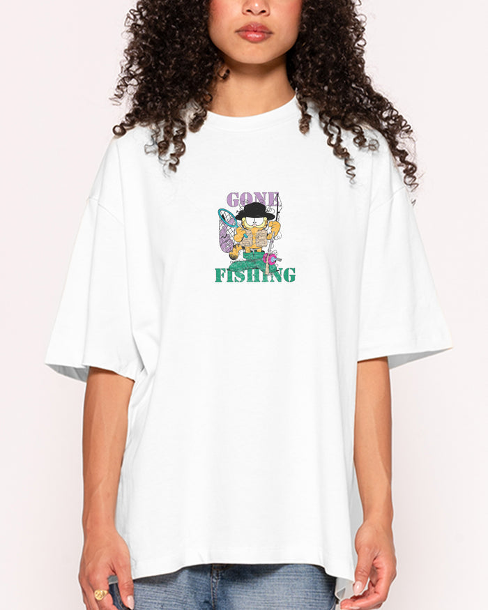 Gone Fishing White Oversized Tee