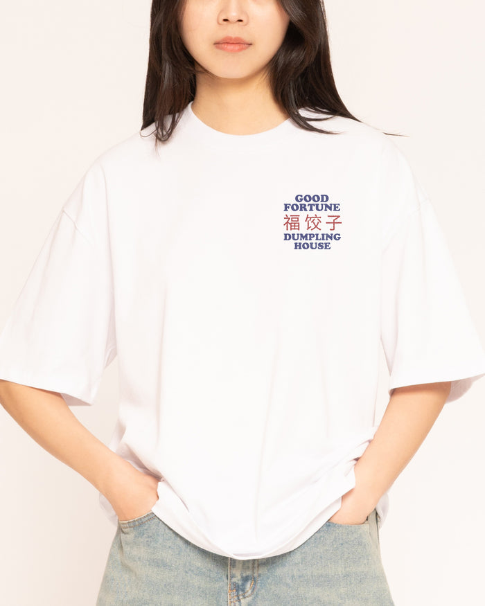 Good Fortune Dumplings White Oversized Tee