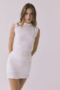 Chaser Hailey White Top shown from the front with a clean sleeveless silhouette soft stretch fabric and subtle side ruching for a smooth fitted look