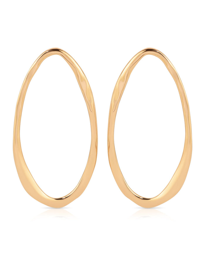 Hammered Large Oval Earrings