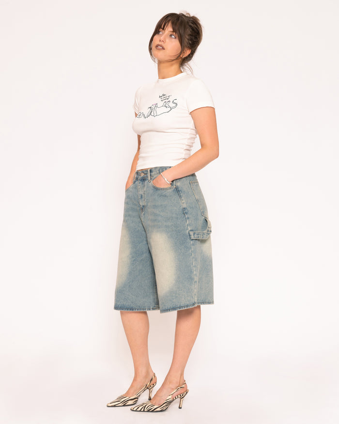 Hello, to Whom Am I Squeaking? White Longline Baby Tee