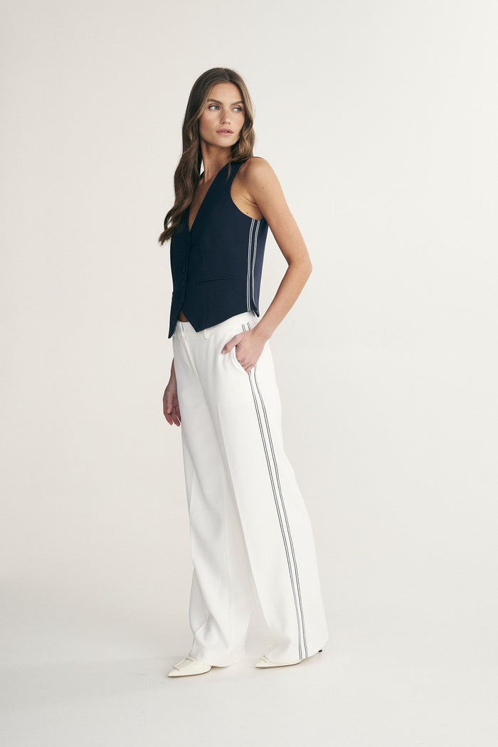 High waist pant with ribbon