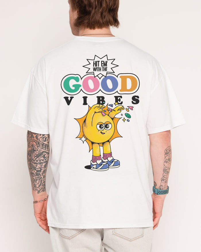 Hit Em' With the Good Vibes White T-Shirt
