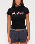 Hold Your Horses Black Longline Baby Tee