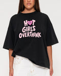 Hot Girls Overthink Black Boxy Crop Tee