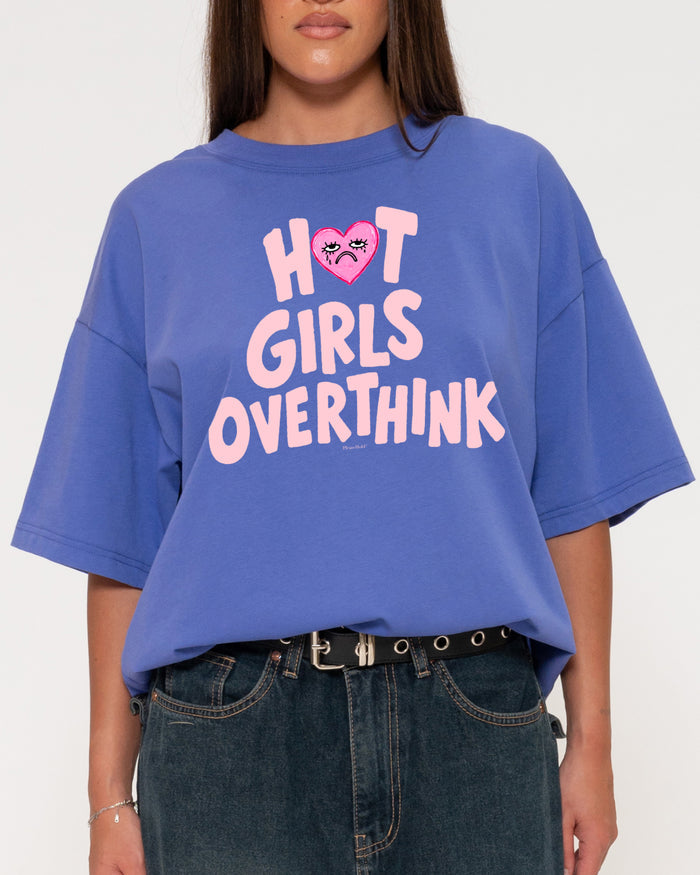 Hot Girls Overthink Purple Boxy Crop Tee